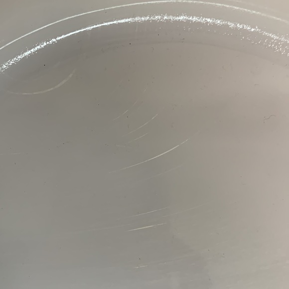 Vintage MCM Glasbake Milk Glass Atomic Starburst Pattern Circular Casserole Dish - Picture 5 of 6